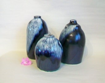 Vases -- Set of 3 - Slate, Cream - 3 Fire