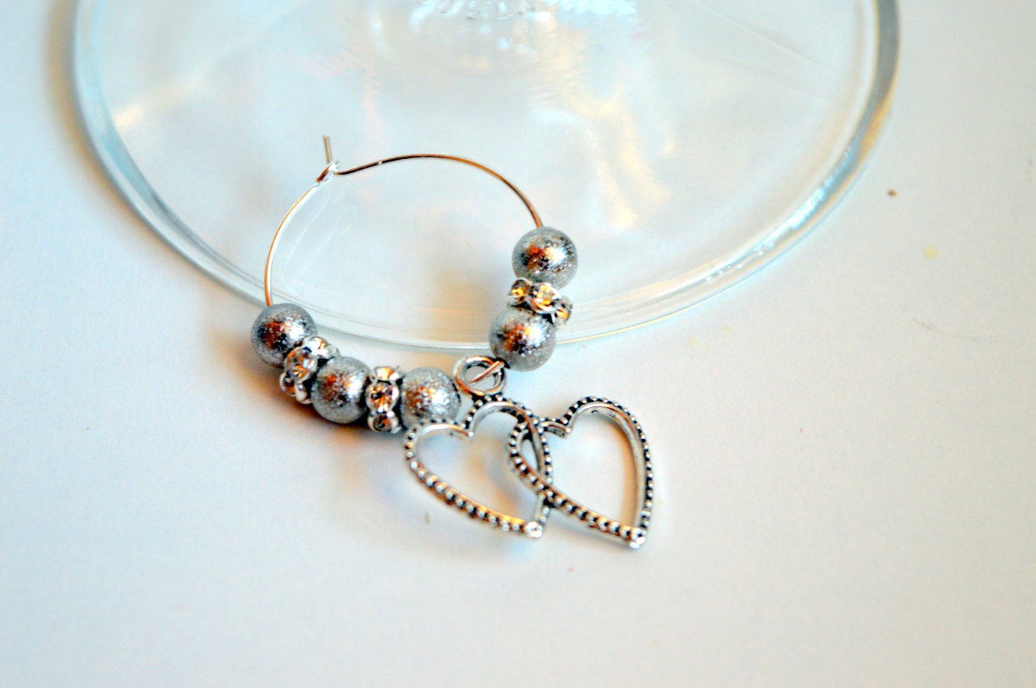 Wine Glass Ring . Wine Glass Charm . Silver Plated Wine Charm