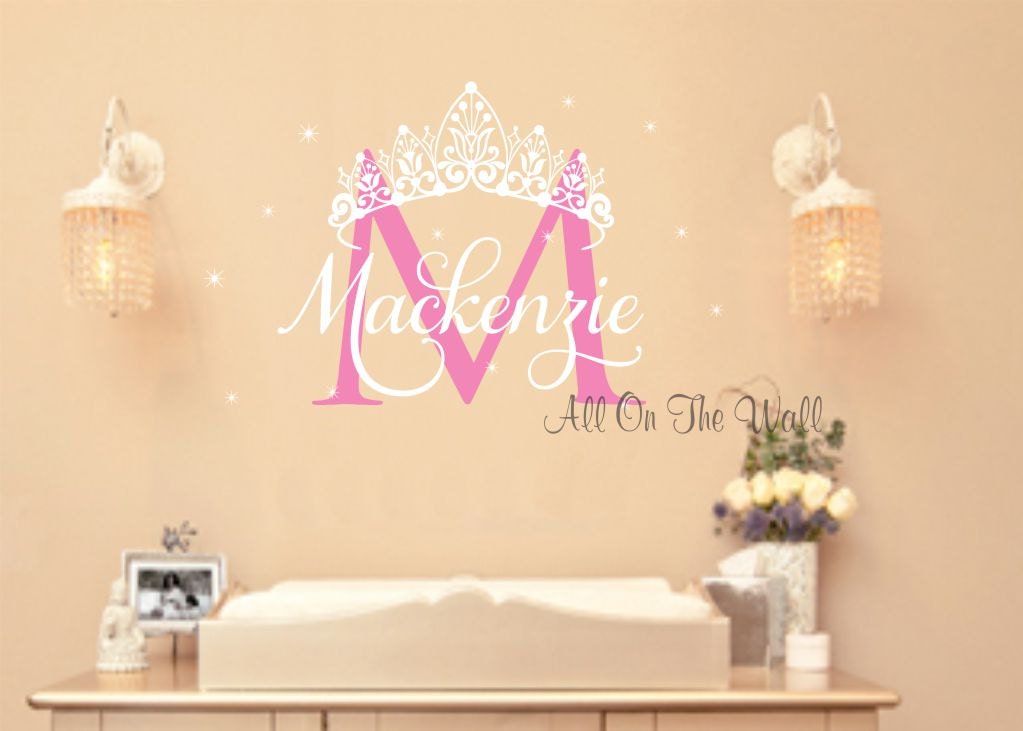 Princess Wall Decal Crown Vinyl Stickers Baby Girl Name Decals