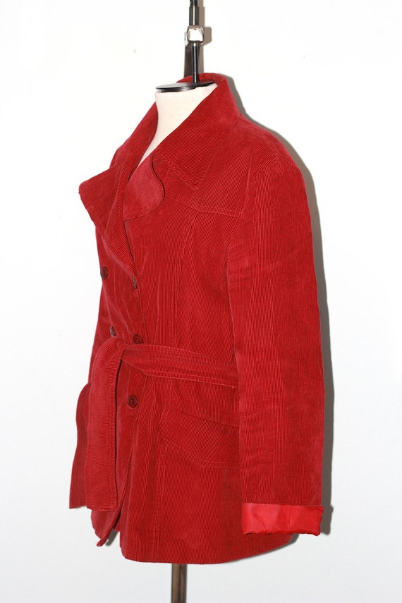 Vintage Red Corduroy Jacket with Belt Tie /// by OtisAndTheGirl