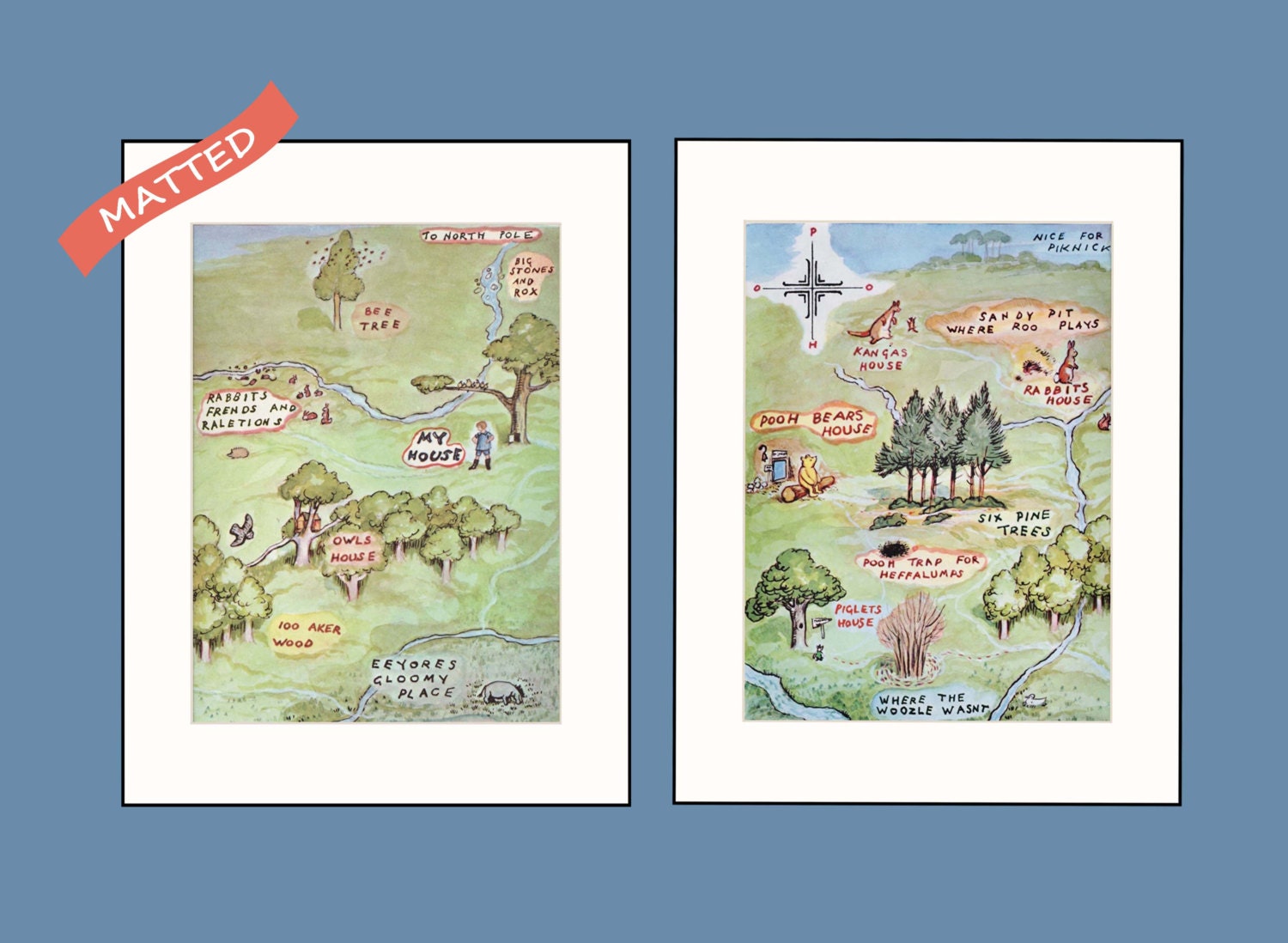Set of Maps to Visit Winnie the Pooh Nursery by CloudNinePrints