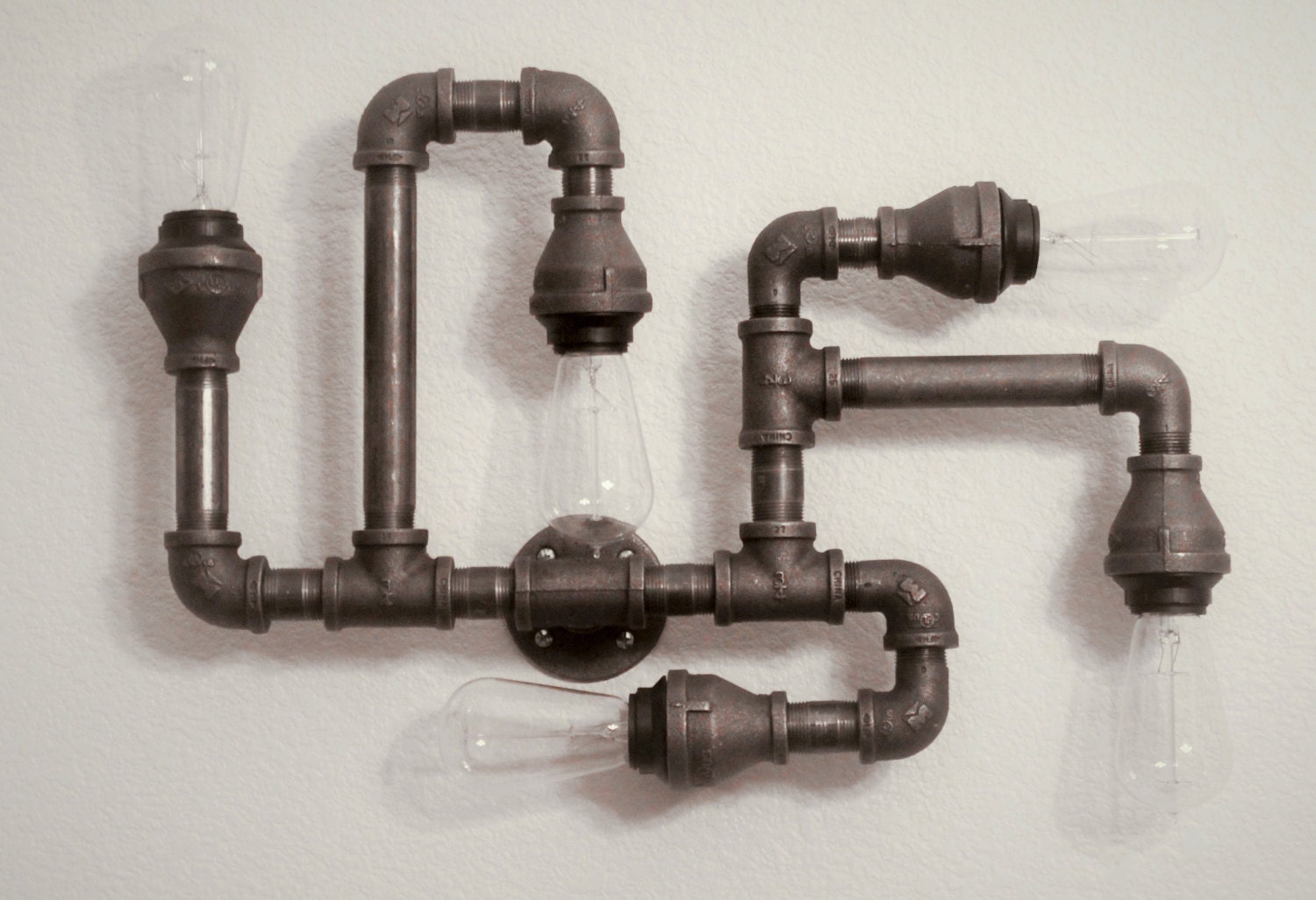 Steampunk / Industrial Pipe Lighting Wall Art Vintage Edison