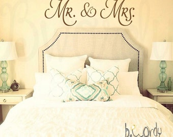 Sm, Med, & Lg - Mr. and Mrs., Vinyl Decal- Wall Art- Master Bedroom, Decor