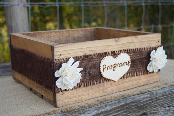 Rustic Program Box - Card Box - Rustic Wedding - Program Crate - Advice Box - Wedding Program Box by CountryBarnBabe