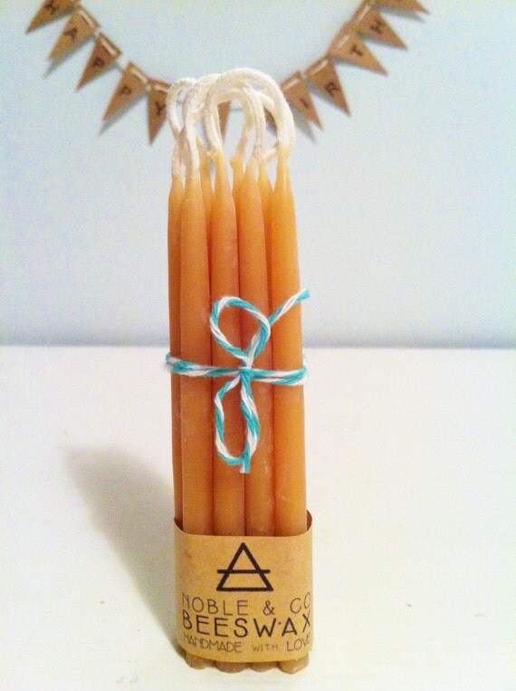 Beeswax Birthday Candles by NobleBeeswaxCandles on Etsy