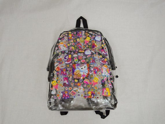 Lisa Frank Backpack Clear Bag Cat Kitten Rainbow Seapunk Cyber