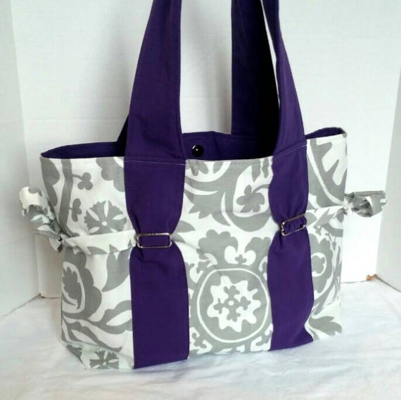 Damask and Purple Diaper Bag