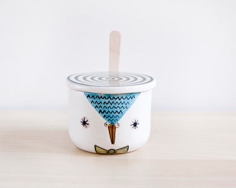 Cute ceramic owl sugar bowl with lid and spoon, Pottery sugar bowl, Sugar container, Ceramics & pottery, Kawaii ceramic, owl gift, Noe Marin