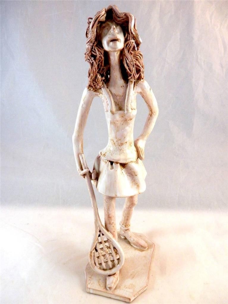 Bencini Sculpture Women Tennis Player Italy Ceramic Figurine