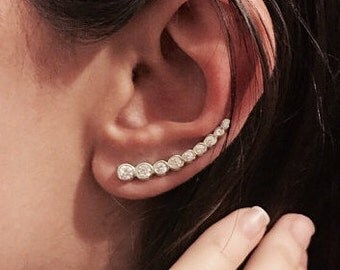 Swarovski Long Strip Earrings - Ear Climber Earrings - Long Ear Climber - Silver Ear Climber - Ear Crawler - Bar Earrings - Gold Earrings