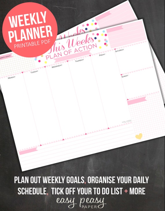 cute weekly planner printable weekly by indigoprintables