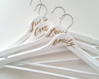 Personalized Hand Lettered CALLIGRAPHY BRIDESMAID HANGER - One (white, name only)