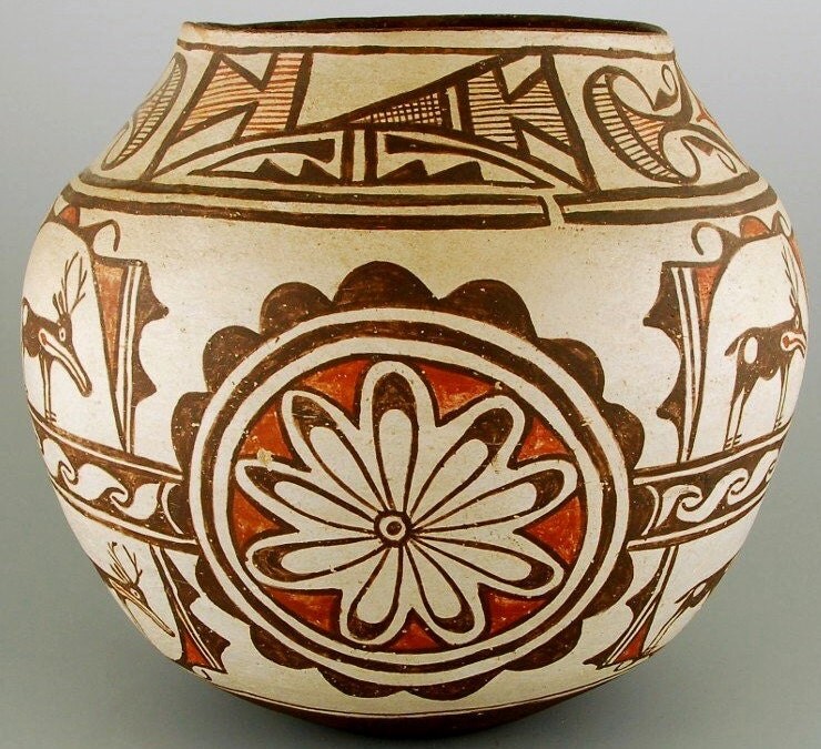 Zuni Pottery Native American Pottery Polychrome Pottery Jar