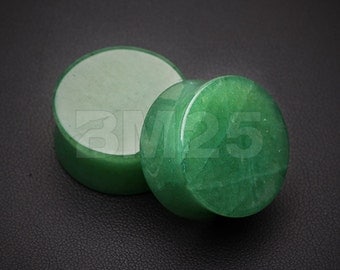 A Pair of Jade Aventurine Stone Double Flared Ear Gauge Plug