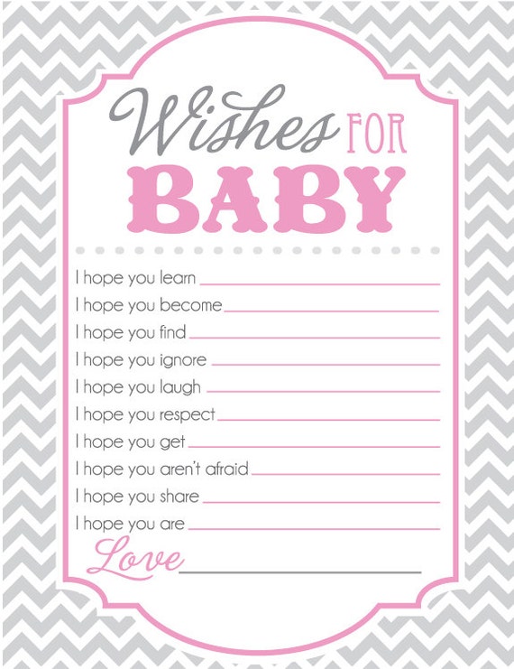 Baby Shower Game Sheet for Wishes for Baby I Hope You