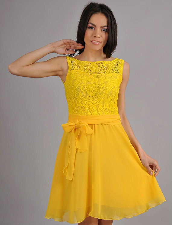 Yellow wedding dress Yellow bridesmaid dress Yellow summer