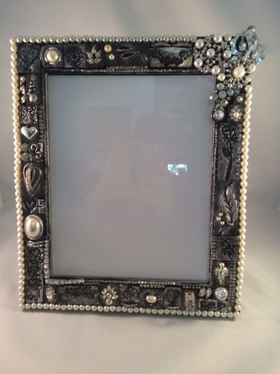 8x10 Elegant Picture Frame with Vintage Jewelry and by BubbaLouies