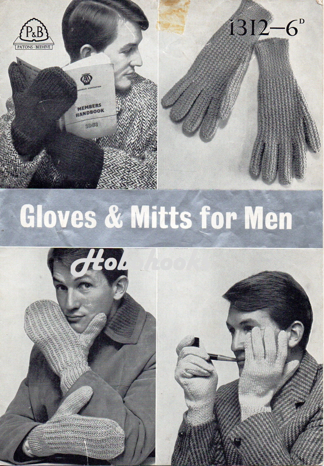 Vintage Mens Gloves knitting Patterns PDF 1950s Mens Mitts