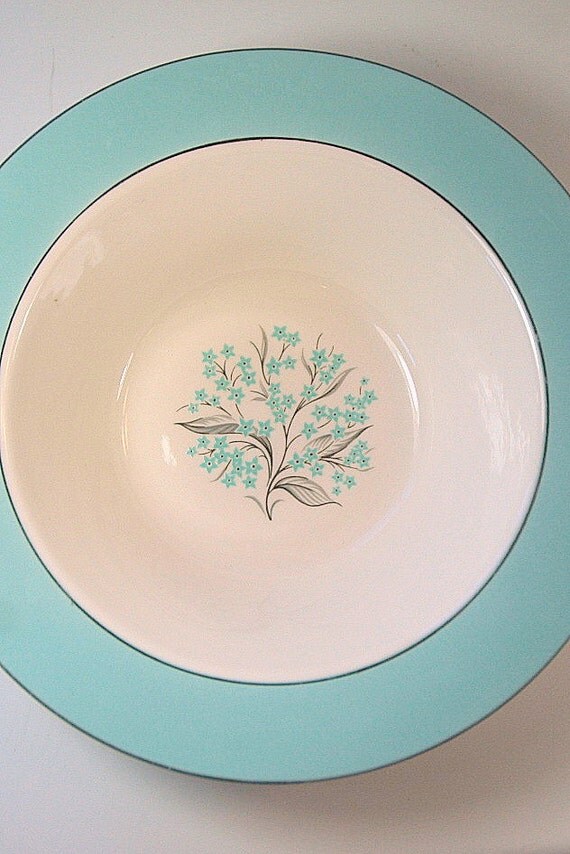 Vintage Mid Century Sevron Blue Lace China 9 by AbbywoodVintage