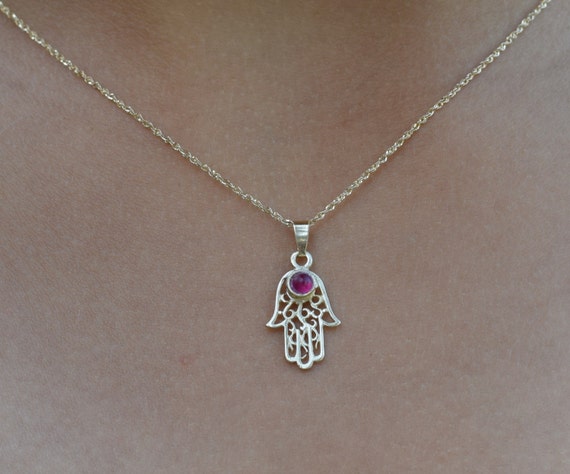 Ruby Necklace: Hamsa necklace 14k gold hamsa necklace gold hamsa with ...