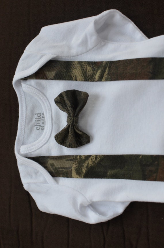 Baby Boy Bow Tie Outfit Bow Tie Onesie Camo by FunCustomCreations