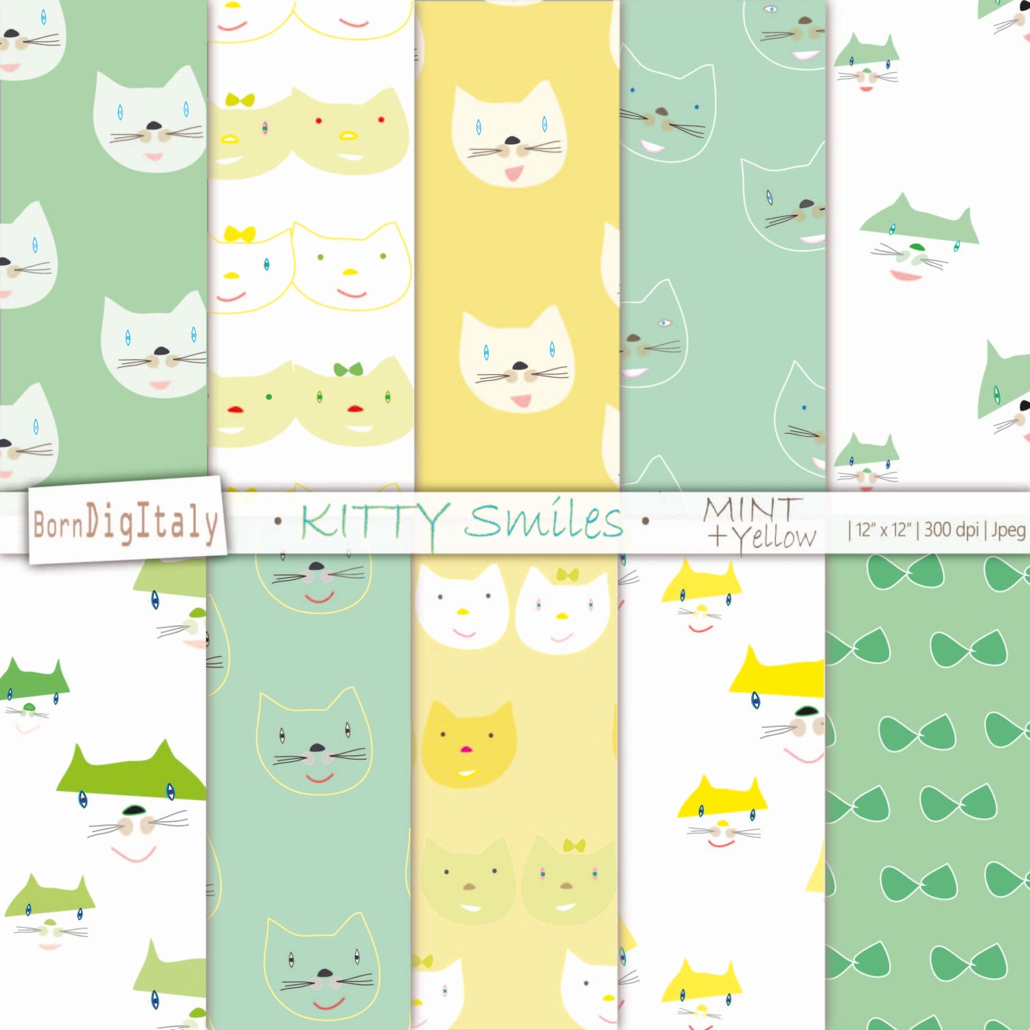 Cats Printable Paper Digital Scrapbook Paper Cute Gift