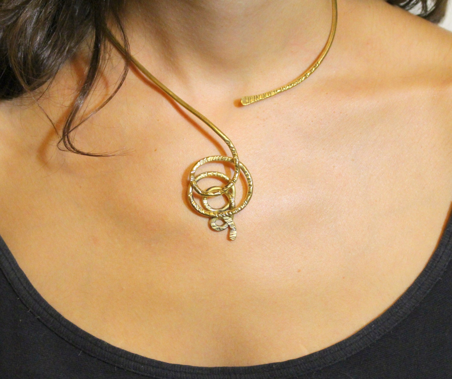 Wire wrapped choker necklace Handmade Gold Silver 925 cuff