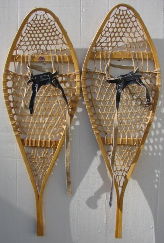 Vintage Wooden Snowshoes 42x14 Great Condition by GaidisAntiques