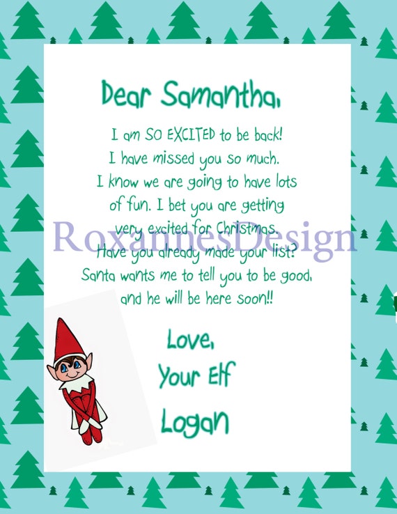 Personalized Letter from Shelf Elf Elf's Return by RoxannesDesign