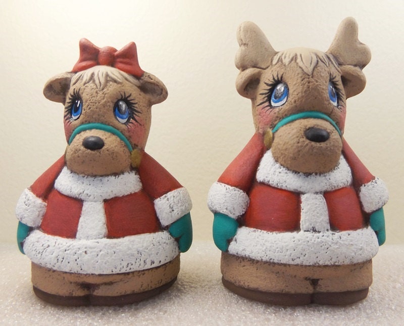 Reindeer Ceramic Reindeer Hand Painted Reindeer Reindeer In
