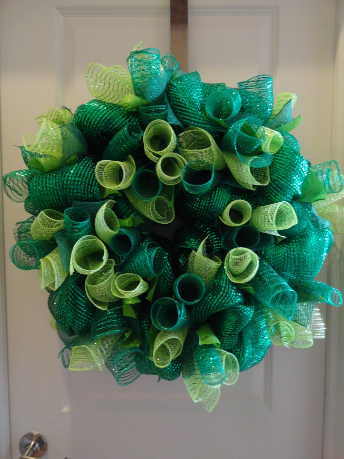 Dark Green Fun Deco Mesh Ribbon Wreath St. by Paperscapes1212