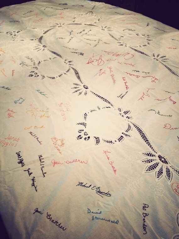 Items similar to Heirloom Keepsake Tablecloth Family Signatures on Etsy
