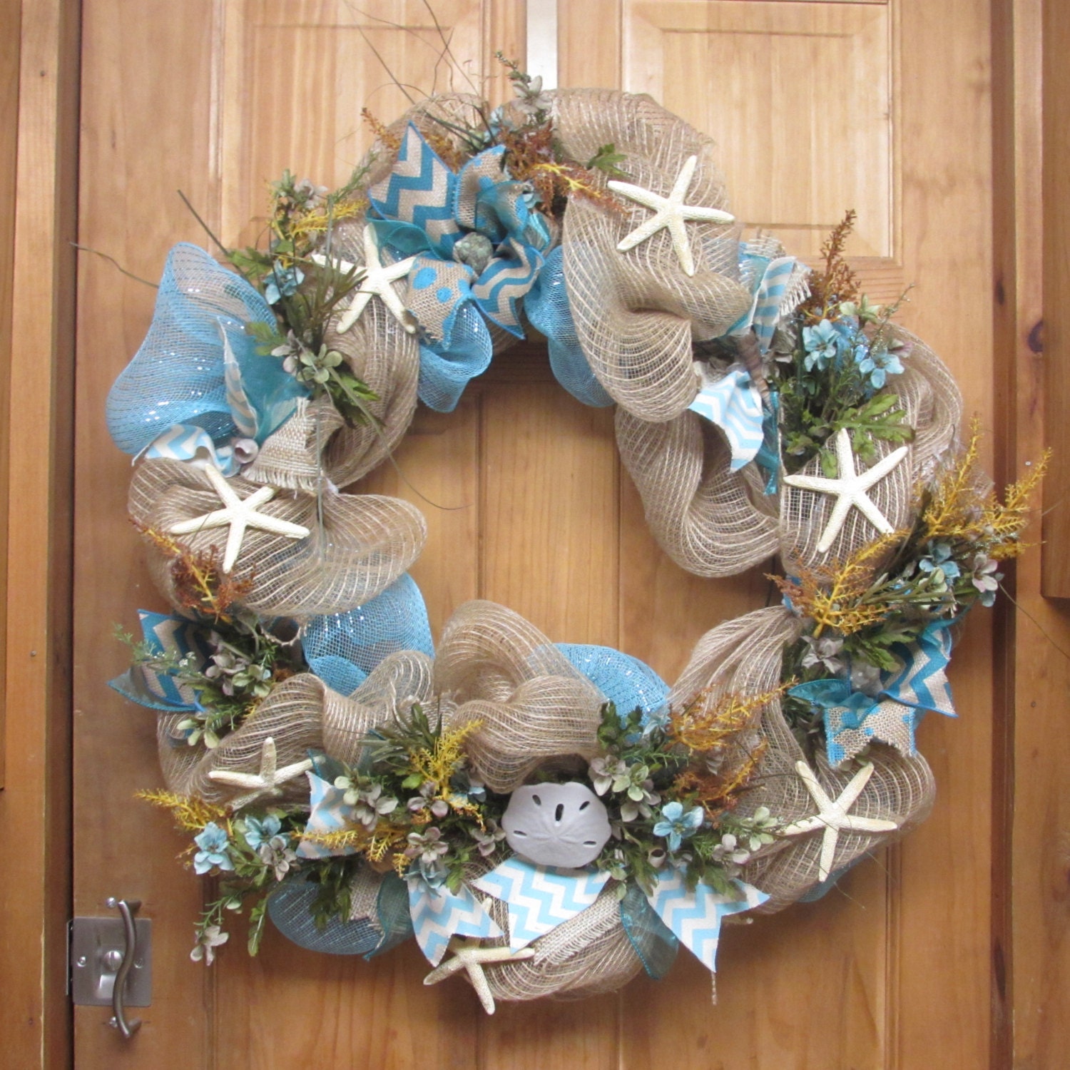 Beach Wreath Ocean Themed Deco Mesh Wreath Cape Cod Decor