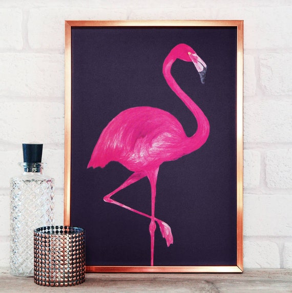 Flamingo Print  - Cool poster in A4 or A3  - flamingo prints - flamingo wall art - flamingo wall art - flamingo gifts - flamingo decor