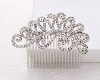 Wedding Hair Comb, Crystal Bridal Hair Clip, Bride Hair Accessory, Glam Wedding Comb, Rhinestone Silver Hairpiece, Statement Hair Jewelry
