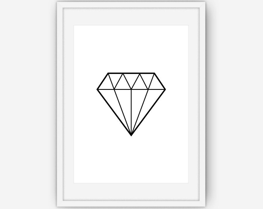 Black and White Diamond Print Black and White Wall Art