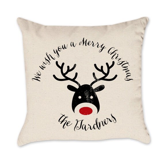 Items similar to PERSONALIZED Christmas Pillow Cover Cotton Duck Natural Throw Pillow Cover