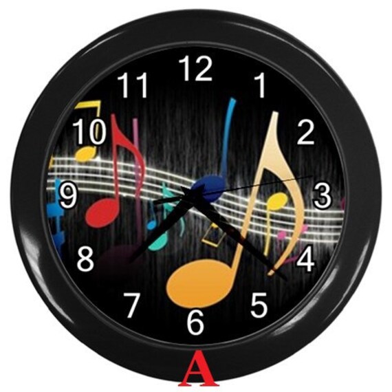 Music Note Art Black Wall Clock For Home or Room by Japelino000