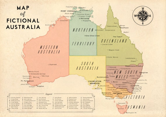 items-similar-to-map-art-print-of-fictional-towns-in-australian