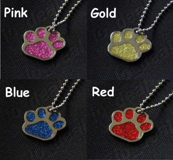Glitter Paw Bling Pet ID Tag Custom Engraved by IOTag on Etsy