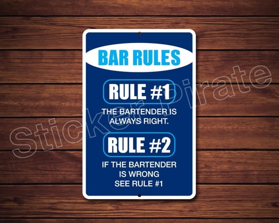 Bar Rules 8 x 12 Aluminum Novelty Sign by StickerPirate on Etsy