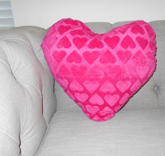 hot pink heart pillow decorative pillow girls by ArtbeautybyMH