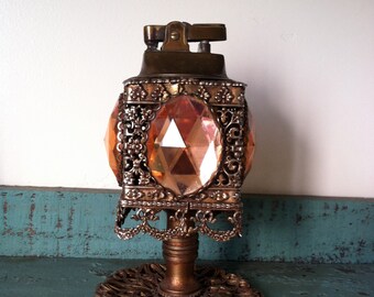 Vintage 1960's Gold Filagree Table Cigarette Lighter