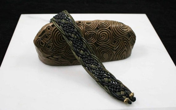 Celtic leather in black and green