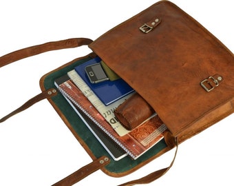 Crossbody Leather Satchel Messenger Bag School Bag Documens Bag Files ...