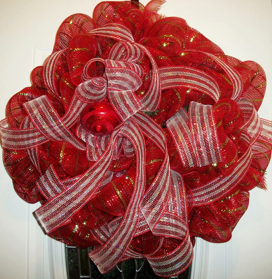 Christmas mesh Wreath, Christmas Wreath