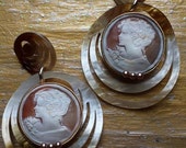 Cameo earrings with horn
