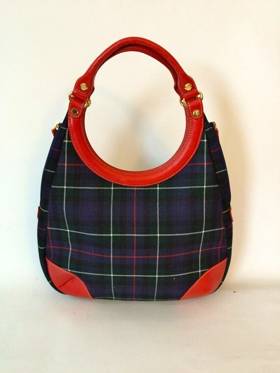 Vintage J.McLaughlins wool tartan porthole bag