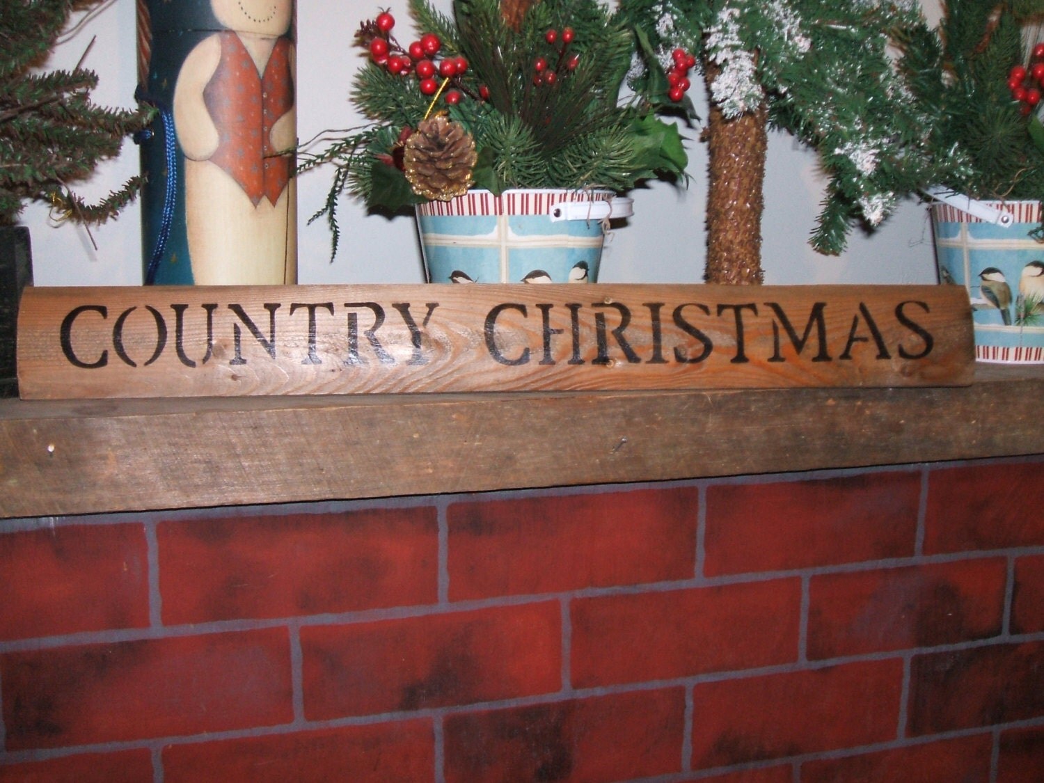 Primitive country wood sign COUNTRY CHRISTMAS made by SignbySign