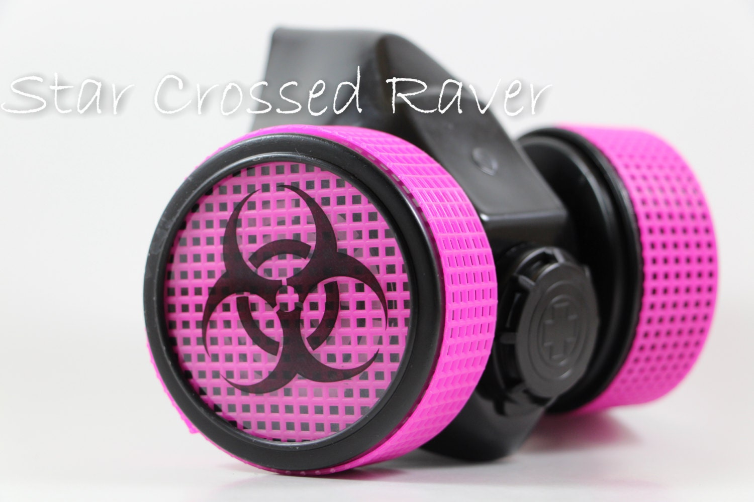 Neon Pink Biohazard Gas Mask Cyberpunk by StarCrossedRaver on Etsy